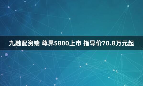 九融配资端 尊界S800上市 指导价70.8万元起