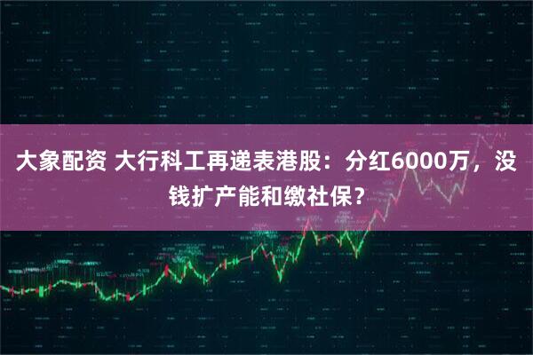 大象配资 大行科工再递表港股：分红6000万，没钱扩产能和缴社保？