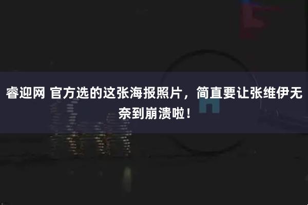 睿迎网 官方选的这张海报照片，简直要让张维伊无奈到崩溃啦！