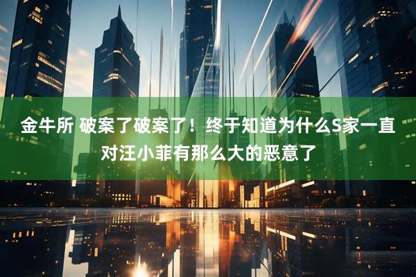 金牛所 破案了破案了！终于知道为什么S家一直对汪小菲有那么大的恶意了